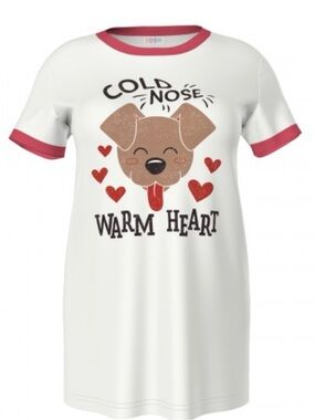 LularoeXS Liv NWT Cold Nose Warm Heart Dog Graphic Ringer Tee - White & Red
